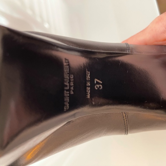 YVES SAINT LAURENT Black Leather Janis 105 Ankle Boots Size 37 - Picture 12 of 14